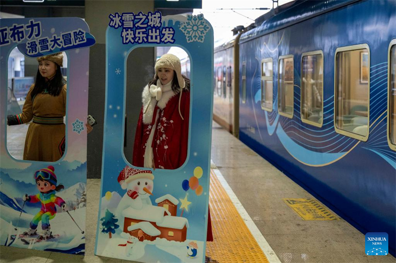 Heilongjiang : un train touristique thématique proposant des services de photo de voyage inauguré à Harbin