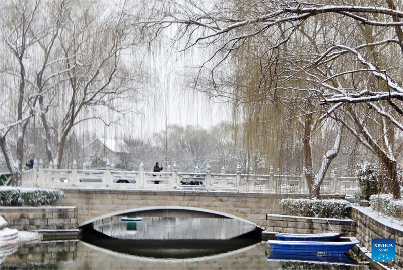 Beijing connaît de rares chutes de neige printanières