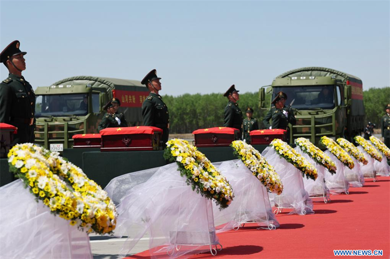 Les dépouilles de 12 martyrs chinois tombés pendant la guerre de Corée rapatriées depuis la République de Corée