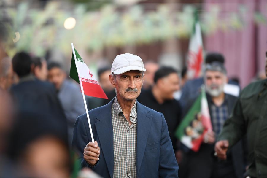 Des manifestants participent à un rassemblement à Téhéran, en Iran, le 29 avril 2026. (Xinhua/Shadati)