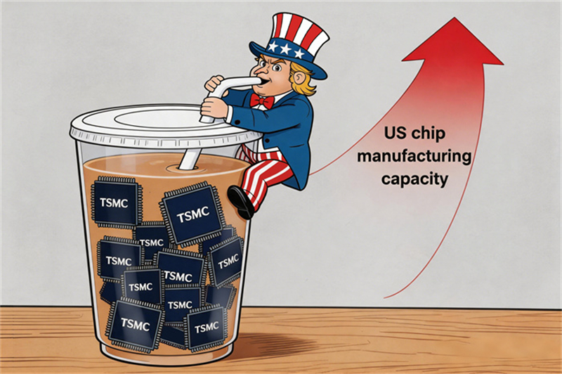 Commentaire illustré sur la captation par les États-Unis des capacités de production de puces de Taiwan : « La technique du "siphonnage de puces" »