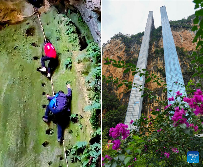 Yunnan : à Xuanwei, un ascenseur à flanc de falaise et un système de téléphérique facilitent les déplacements des élèves
