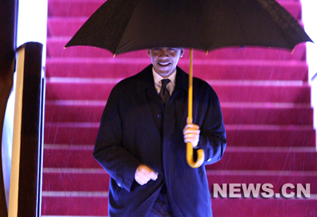 Arrivée du président américain Obama à Shanghai 