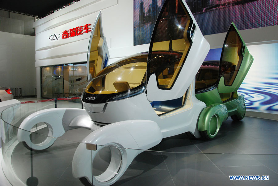 Un concept car conçu par le producteur chinois Chery exposé le 2 décembre 2012 au 10e Salon international de l'automobile de Guangzhou, capitale de la province du Guangdong, dans le sud de la Chine. Ce salon automobile, ouvert le 23 novembre 2012, s'est clôturé dimanche.