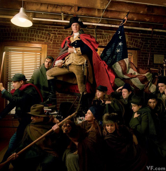 L'aminateur Stephen Colbert et l'équipe de son talk-show Colbert Report. (Photo : Annie Leibovitz)