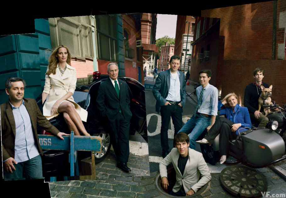 Le maire de New York (3e à gauche) pose avec des entrepreneurs de l'informatique de la ville. (Photo : Annie Leibovitz)