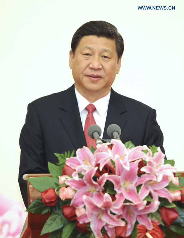 Le secrétaire général du Comité central du Parti communiste chinois (PCC) Xi Jinping, lors d'une réception organisée par le Comité national de la Conférence consultative politique du Peuple chinois (CCPPC), à Beijing, le 1er janvier 2013. (Photo : Xie Huanchi)