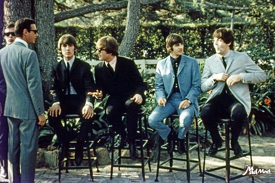 George Harrison, John Lennon, Ringo Starr et Paul McCartney lors de leur première tournée aux Etats-Unis en 1964. 