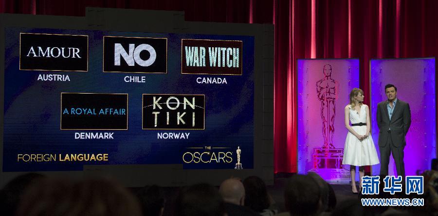 Le 10 janvier, au Samuel Goldwyn Theater à Beverly Hills, l'actrice hollywoodienne Emma Stone et le réalisateur Seth MacFarlane ont annoncé les nominations de la 85e édition des Oscars.