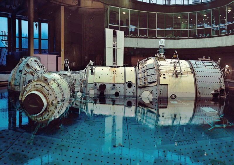 Photo prise en 2007 dans le Centre d'entraînement des Cosmonautes Youri Gagarine. La salle d'entraînement sous l'eau