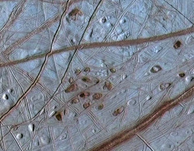 La surface du satellite Europe, un satellite de la planète Jupiter