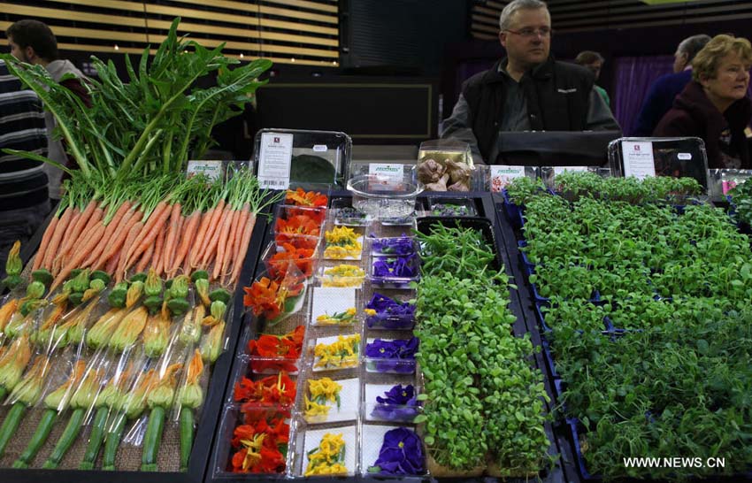 Photo prise le 30 janvier à Lyon en France montrant des légumes lors du Salon international de la restauration, de l'hôtellerie et de l'alimentation (Sirha) 2013 qui s'est clôturé le même jour. 