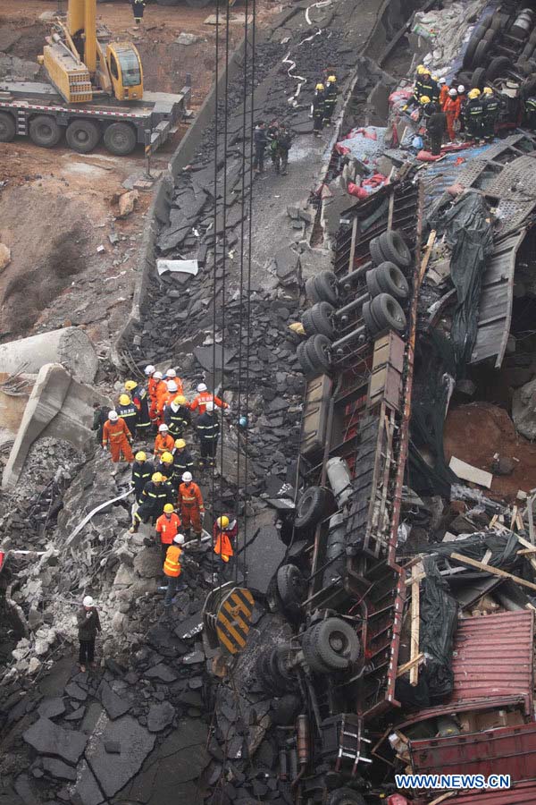 Chine : huit morts et 13 blessés dans l'effondrement d'un viaduc autoroutier (4)