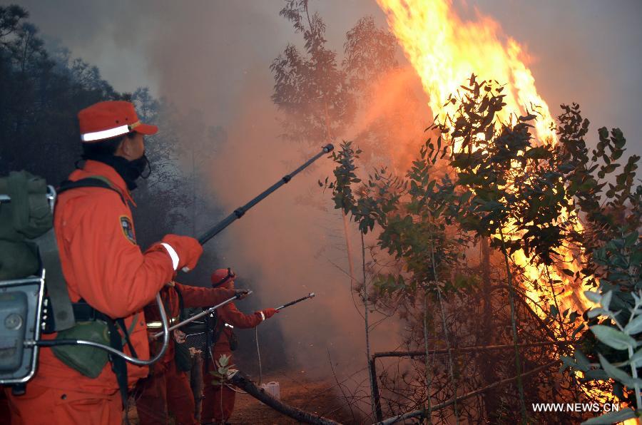 Chine : lutte contre un incendie dans une montagne au Yunnan