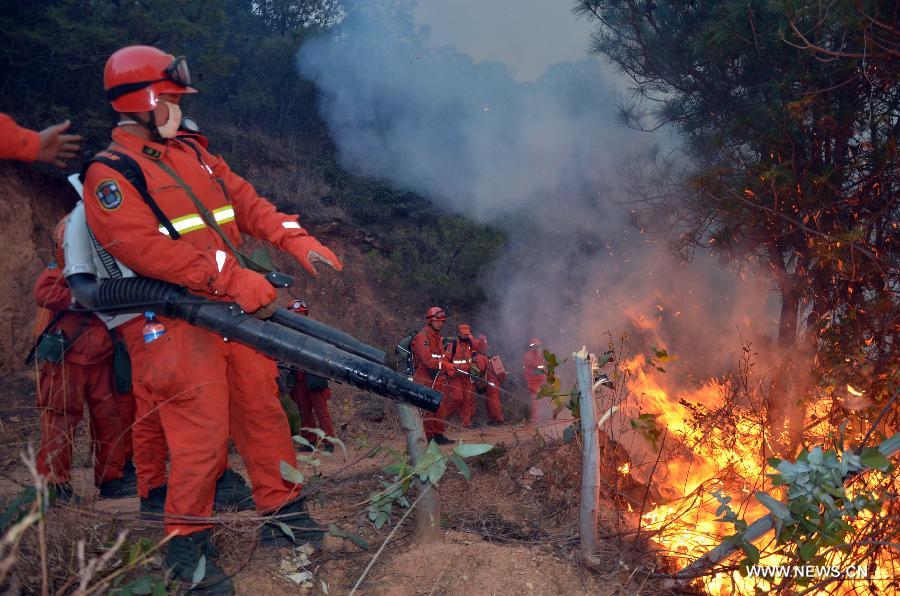 Chine : lutte contre un incendie dans une montagne au Yunnan (4)