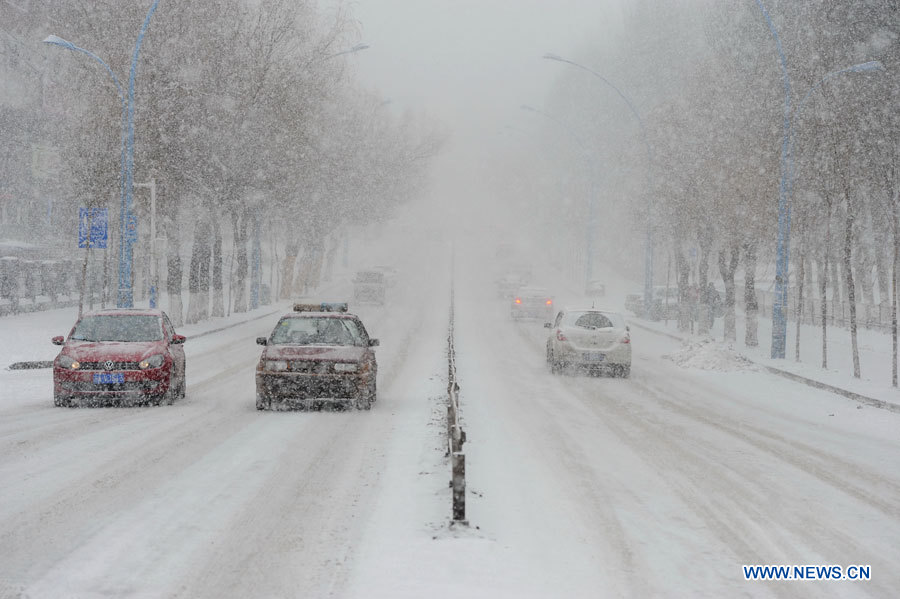 Blizzard dans le nord-est de Chine, aéroport et autoroutes fermés  (4)