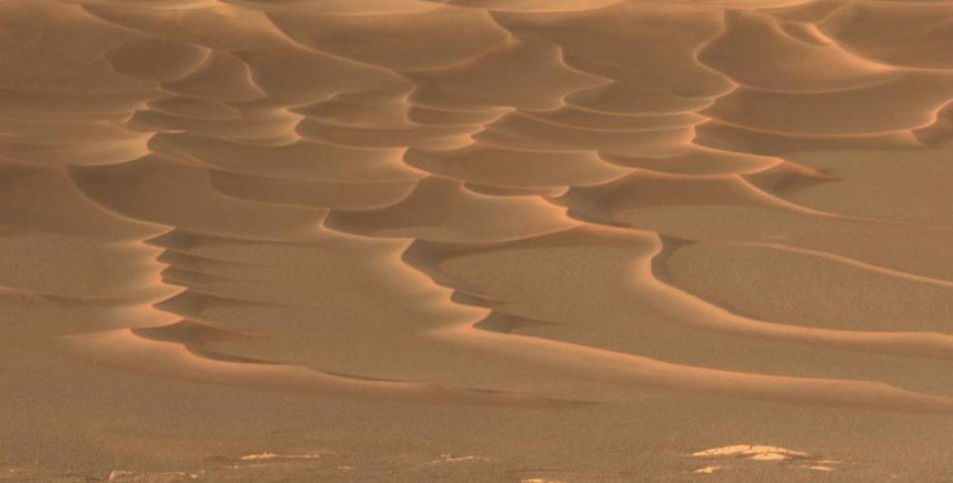 Les dunes sur la surface de la planète rouge