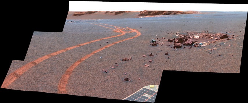 Les traces laissées par le robot sur Mars