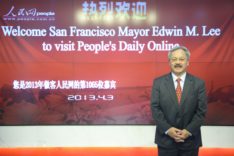 Li Mengxian, Maire de San Francisco, visite le Quotidien du Peuple en Ligne. (Photo Yu Kai / Pour le Quotidien du Peuple en Ligne)