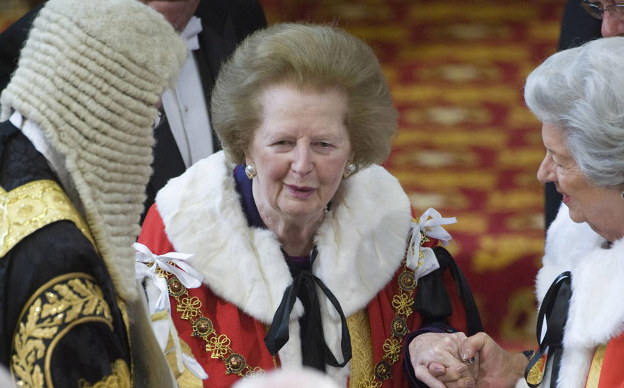 L'ancienne Première ministre Margaret Thatcher assiste à la cérémonie d'ouverture du Parlement britannique, le 25 mai 2010.
