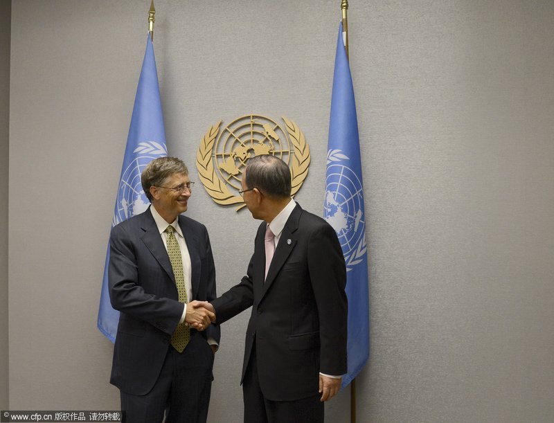 Le 26 septembre 2012, Ban Ki-Moo, le secrétaire général de l’ONU et Bill Gates