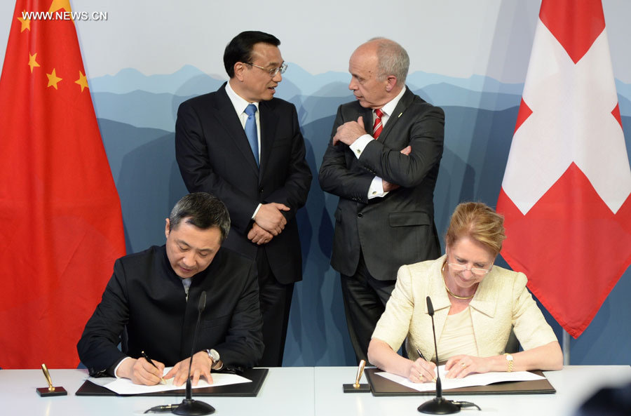 La Chine et la Suisse signent un mémorandum d'entente sur la fin des négociations sur l'accord de libre-échange 