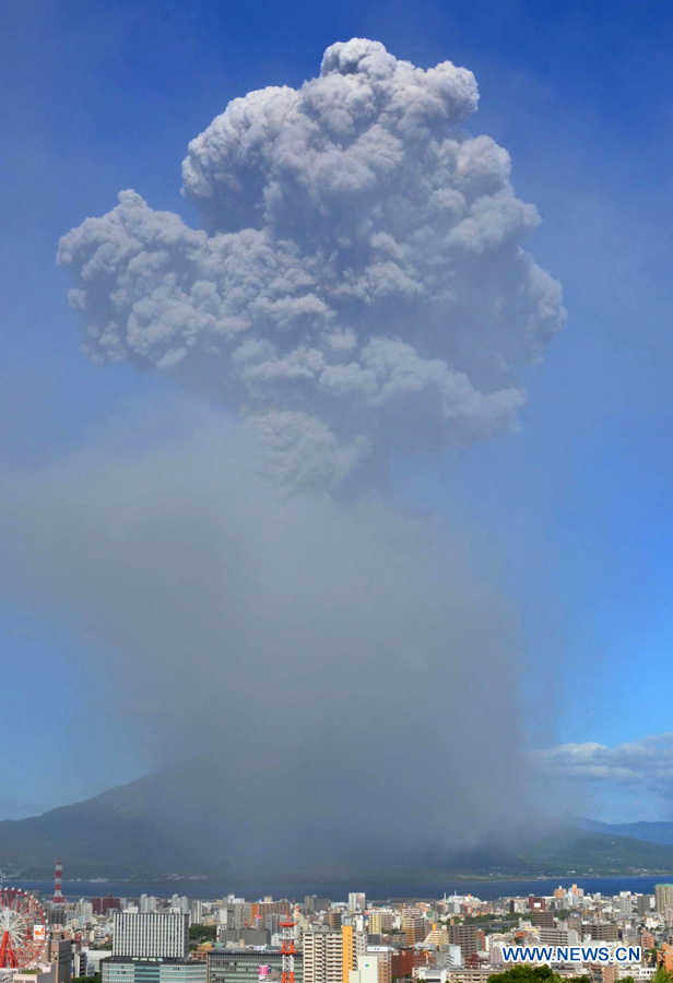 Eruption volcanique du Mont Sakurajima au Japon