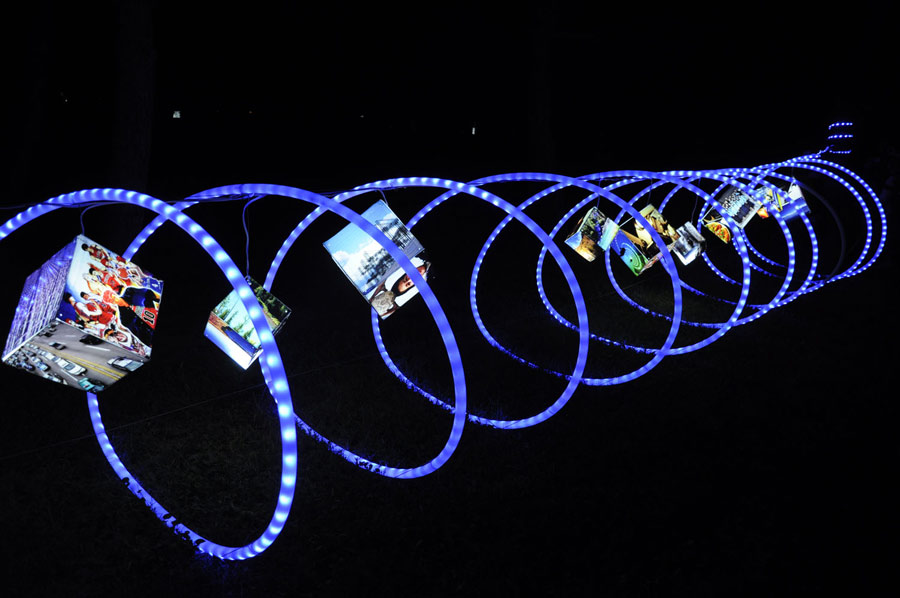 Une installation lumineuse intitulée «Mémoire», samedi, lors du Festival international des Lumières «Switch on Beijing» de la capitale.