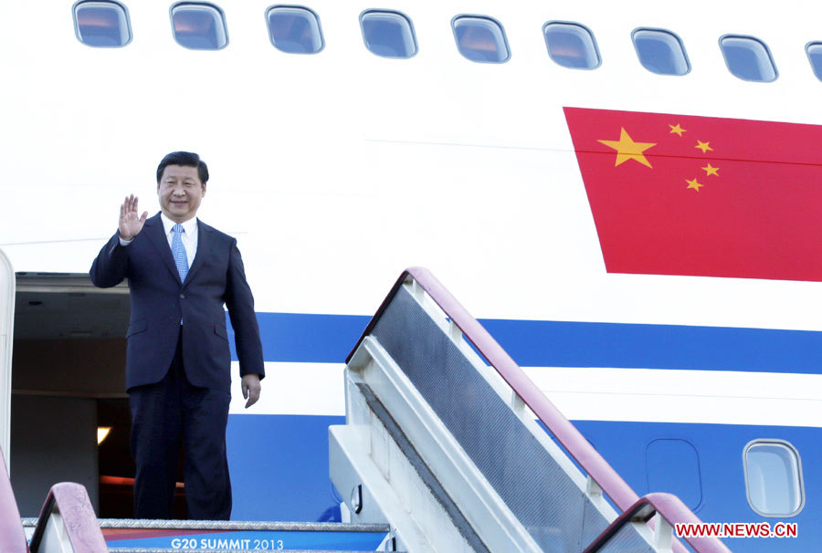 Le président chinois arrive à Saint-Petersburg pour le sommet du G20 