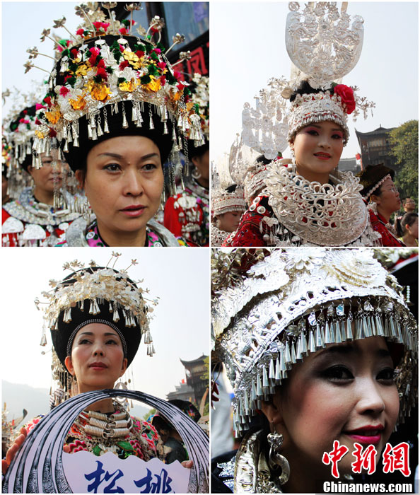 Les femmes de l'ethnie Miao aux coiffes d'argent (2)