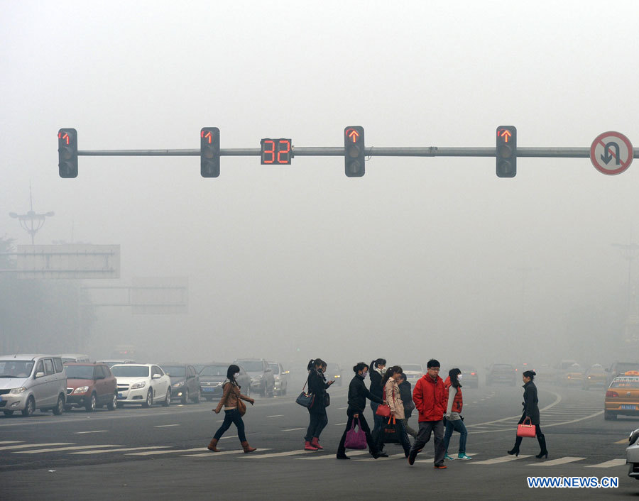 Chine: la ville de Harbin enveloppée par un épais brouillard (2)