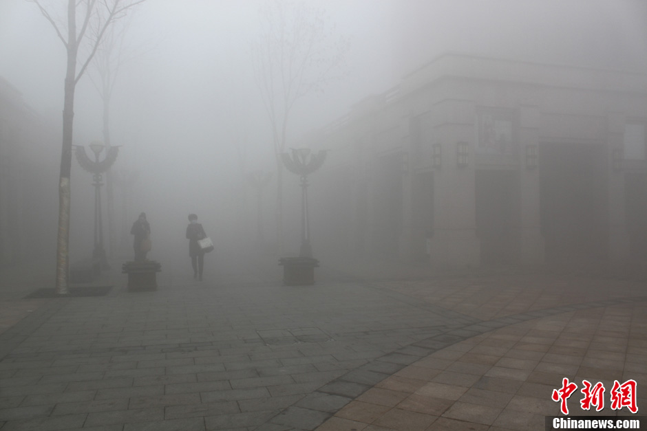 Pollution : un épais smog paralyse la ville de Harbin en Chine (5)