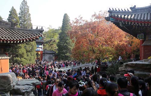 Xiangshan : Les visiteurs affluent pour admirer les feuilles d'automne