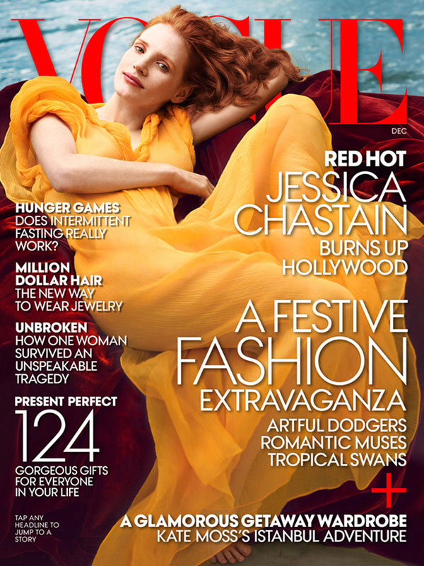 Jessica Chastain pose élégante pour Vogue