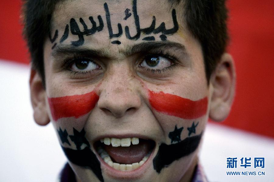 Le 7 septembre 2013 à Sidon dans le sud du Lian, un jeune homme participe à une manifestation contre une intervention militaire américaine en Syrie. (Photo : Xinhua/AFP)