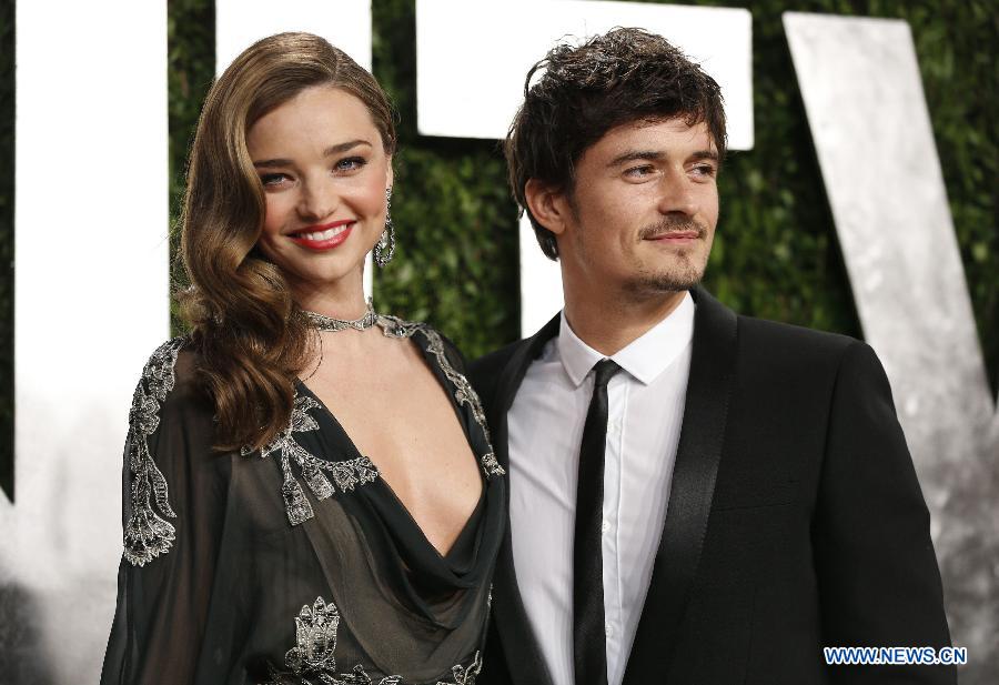 Photo d'archives d'Orlando Bloom et Miranda Kerr, l'un des couples les plus sexy d'Hollywood, le 24 février 2013 à Hollywood. Ils ont annoncé publiquement leur séparation en octobre 2013. (Photo: Xinhua/Reuters)