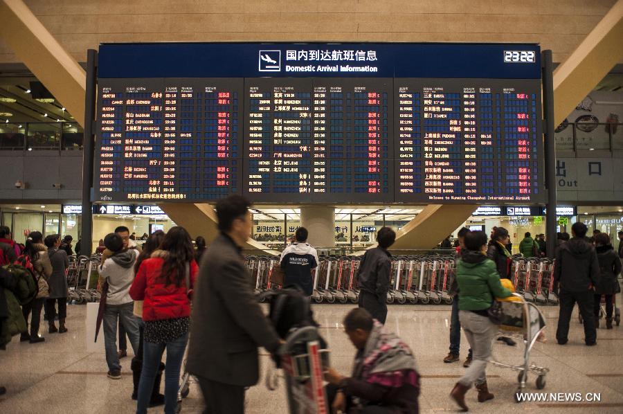 Fermeture de l'aéroport de Kunming en raison du gel et de la neige   (4)