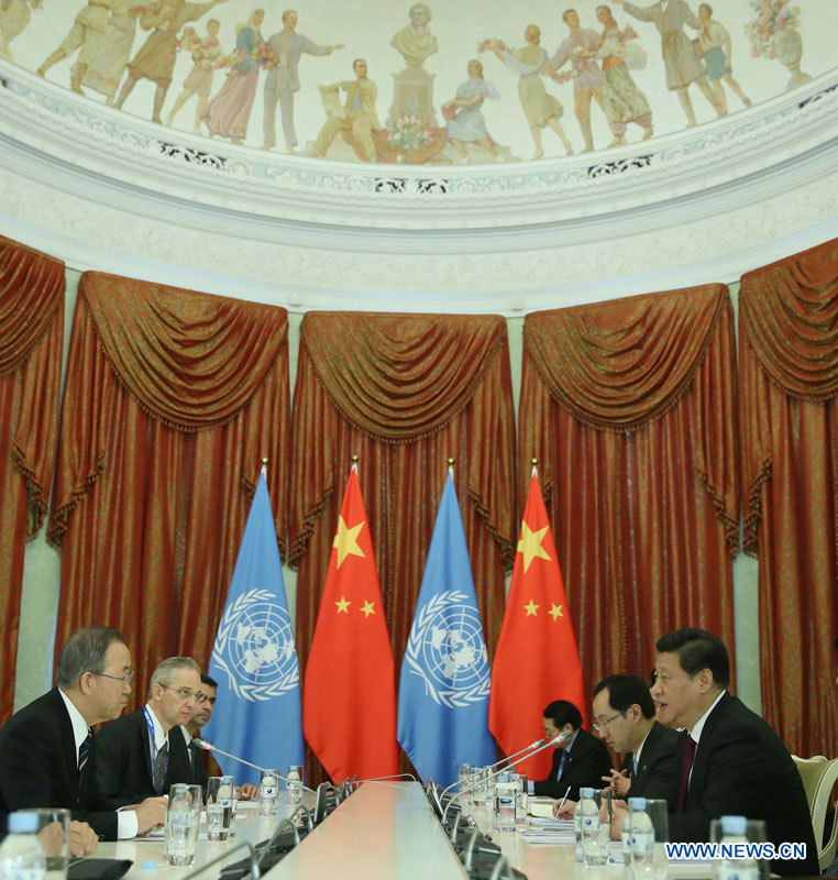 Le président chinois et le chef de l'ONU s'engagent à promouvoir la paix et le développement du monde