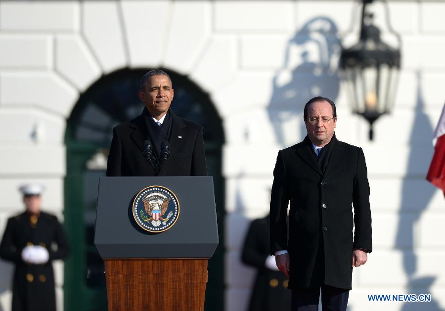 Accueil du président français par son homologue américain à la Maison Blanche (10)