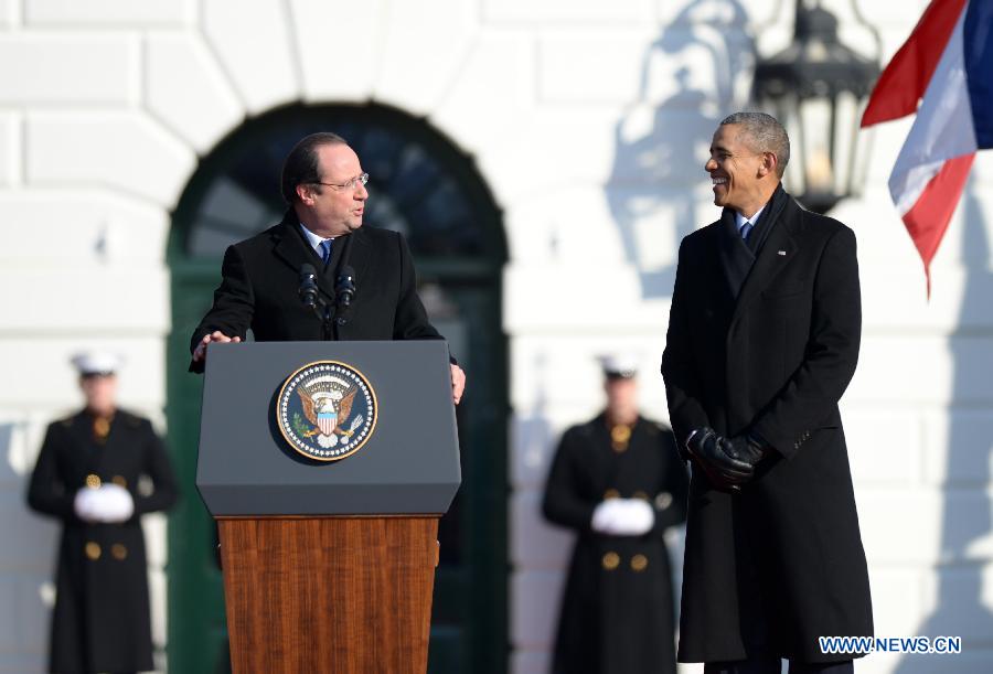 Accueil du président français par son homologue américain à la Maison Blanche (11)