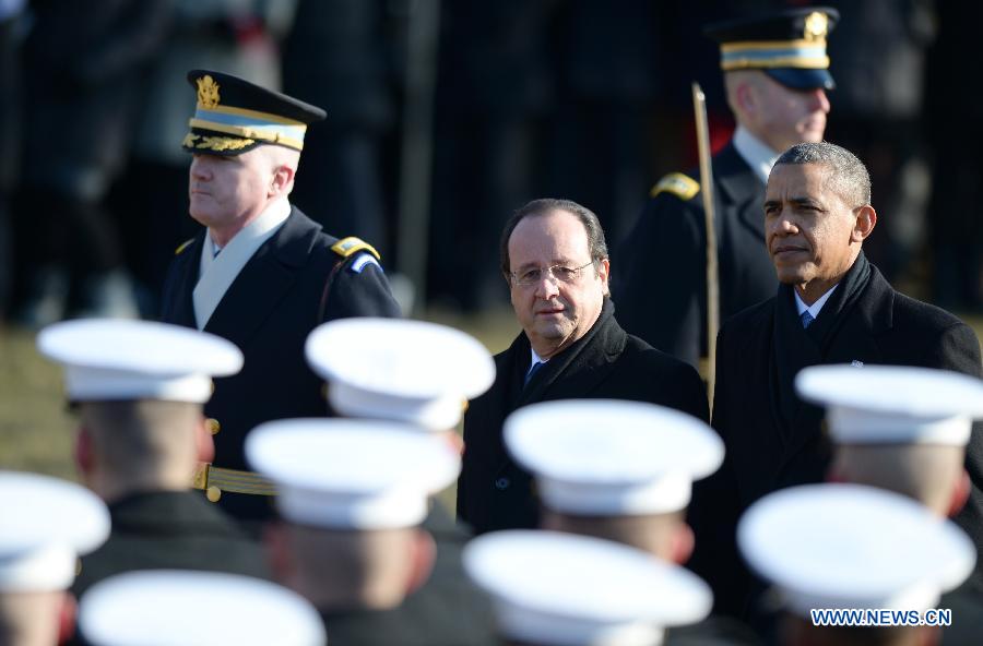 Accueil du président français par son homologue américain à la Maison Blanche (2)