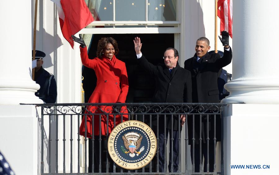 Accueil du président français par son homologue américain à la Maison Blanche (8)