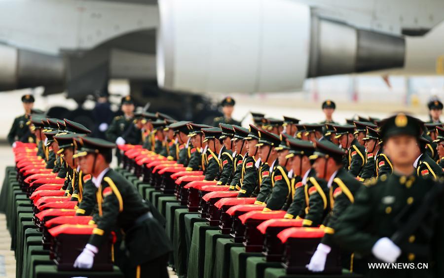 Retour des dépouilles de 437 soldats chinois morts durant la guerre de Corée