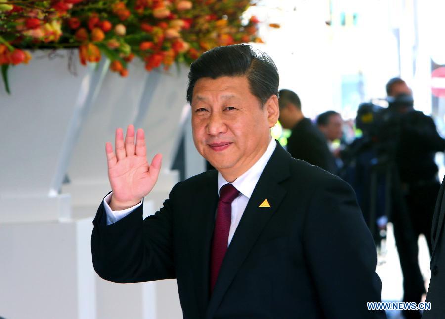 Le président chinois Xi Jinping participe à la première journée du sommet sur la sécurité nucléaire qui a lieu à La Haye, le 25 mars 2014, exhortant à une coopération globale pour une sécurité et un développement durables de l'énergie nucléaire
