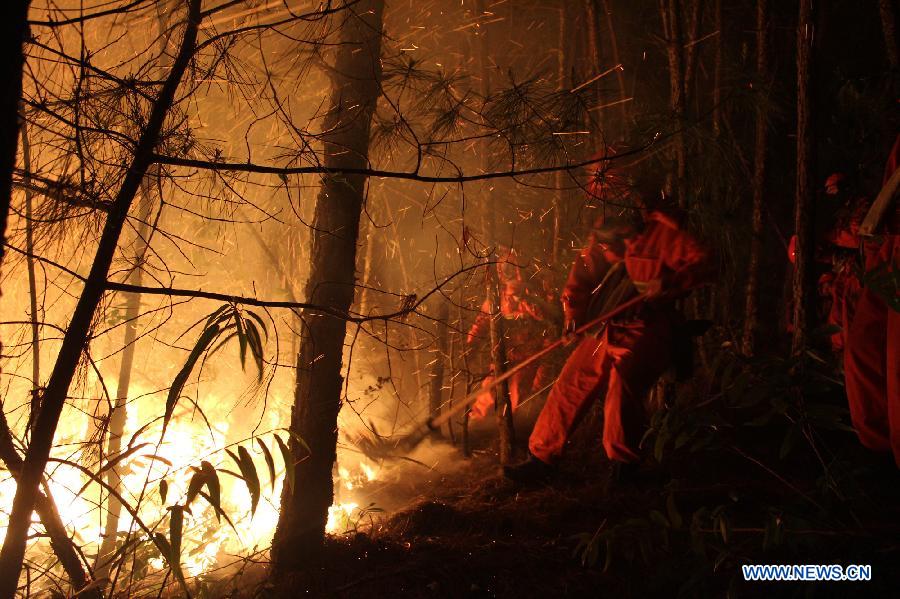 Plus de 4.500 personnes mobilisées pour éteindre un feu de forêt au Yunnan