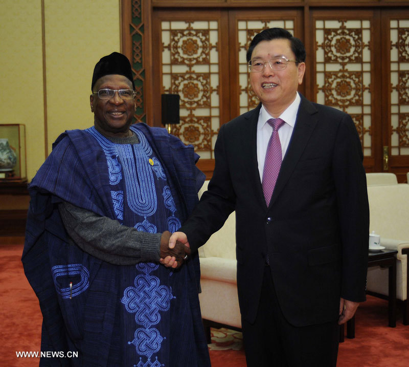 Chine: Zhang Dejiang rencontre le président du parti nigérian au pouvoir